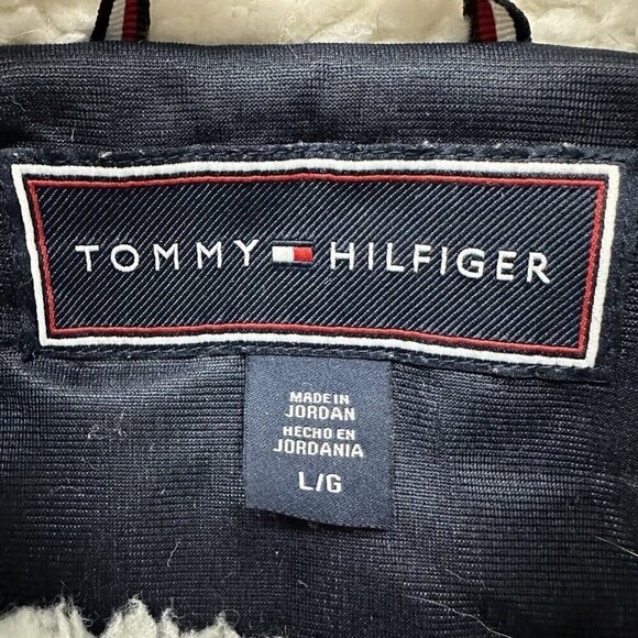 Tommy Hilfiger White Sherpa Teddy Zip Jacket Sz L Shacket - Picture 5 of 8